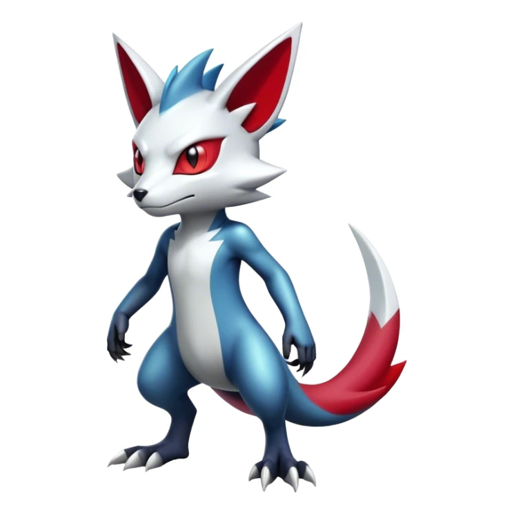 Cool Edgy Badass Shiny Futuristic Ethereal Legendary Digimon-Sneasel-Zangoose-hybrid full body sticker