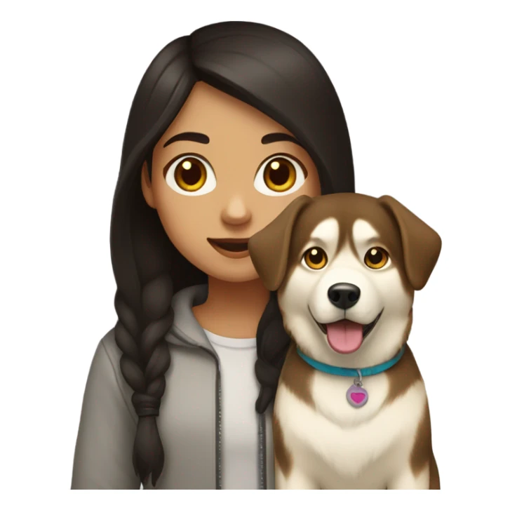 A girl Dark brown  hair next to a light dorée  Husky sticker