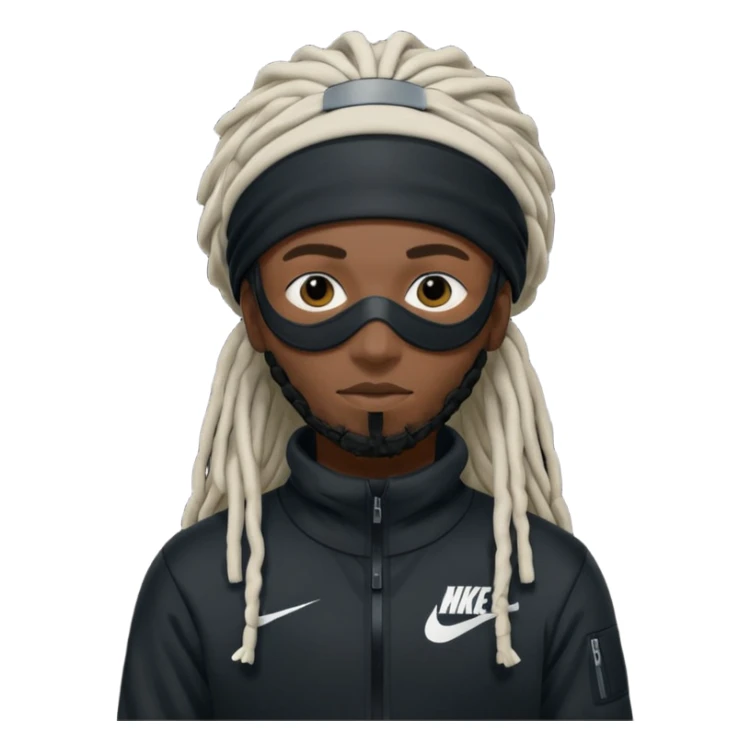 make a black person i nike tech with dreads and ski mask sticker