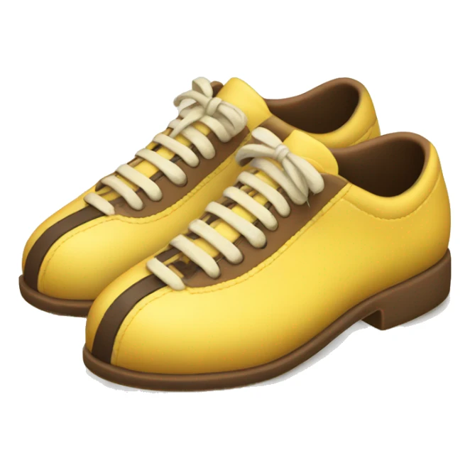 soft yellow bowling shoe with a brown stripe sticker