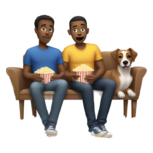 Two gay men and dog eating popcorn sticker