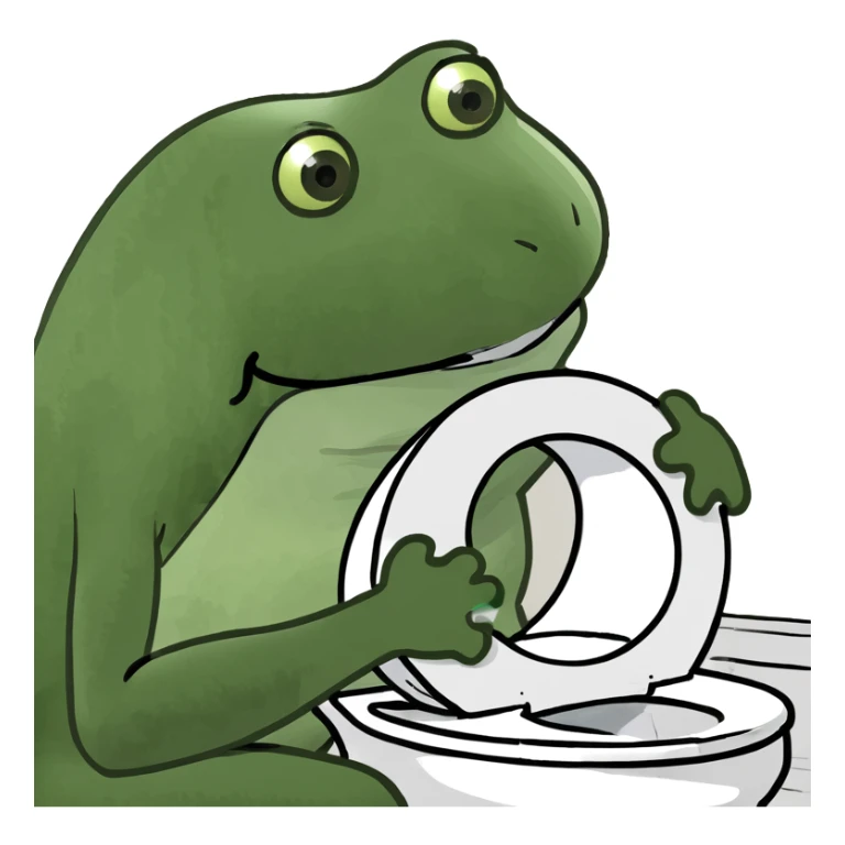 struggling on toilet  sticker