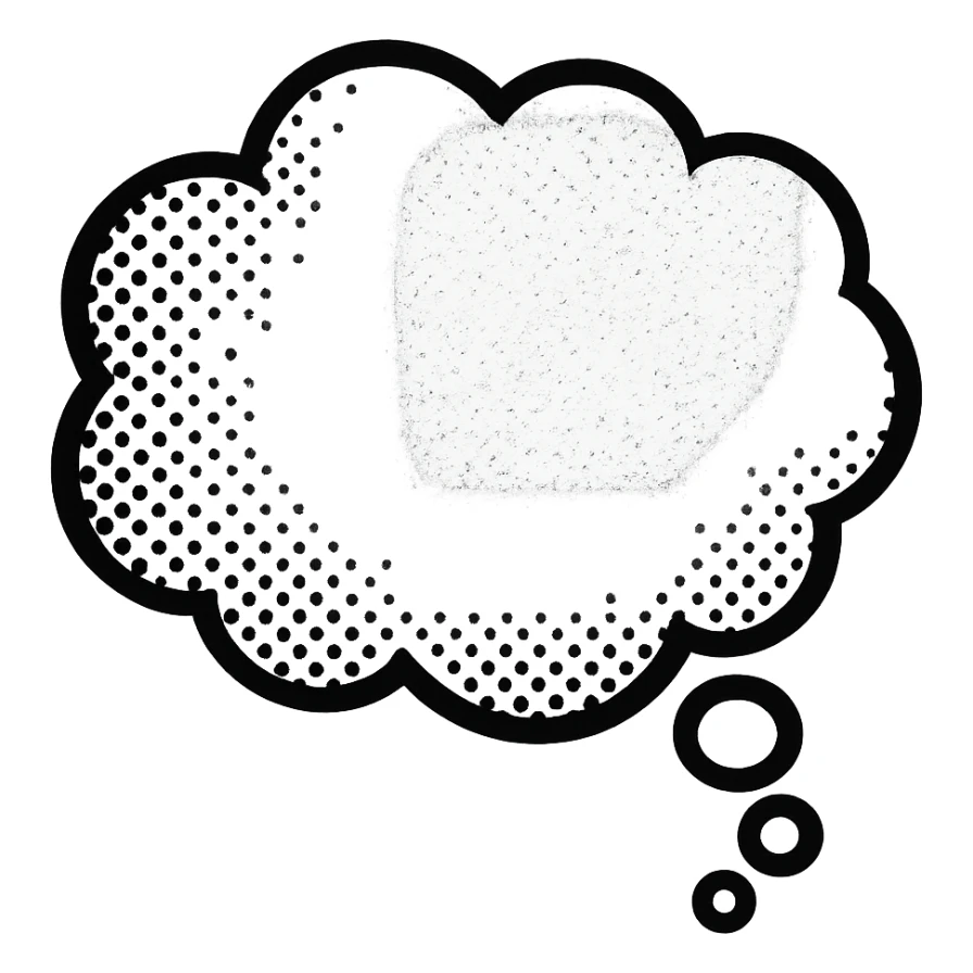 empty comic thought bubble, outlined, classic cartoon style, no face sticker