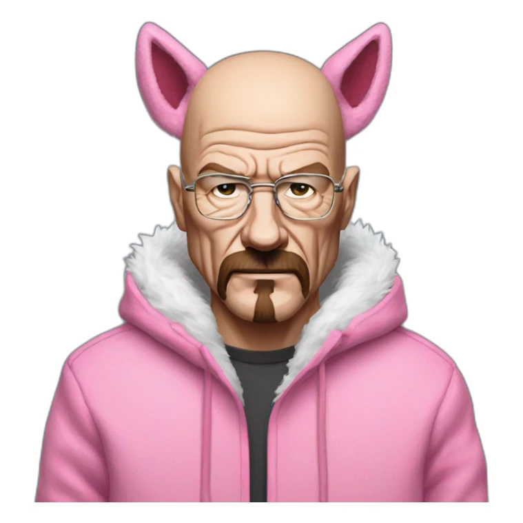 walter white wearing a pink wolf furry suits sticker