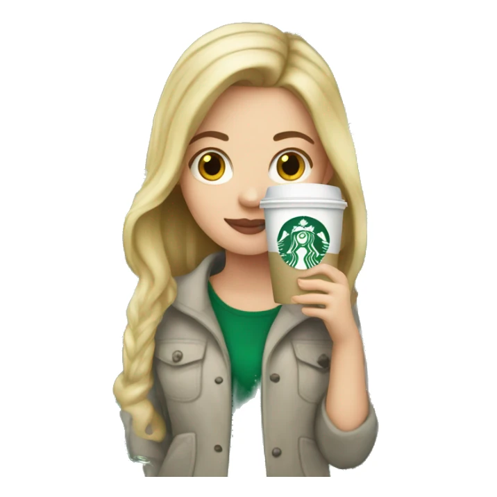 White girl holding Starbucks  sticker