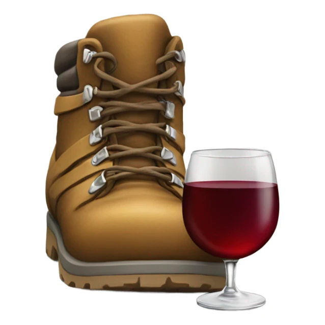 Hiking boot with a glass of wine sticker