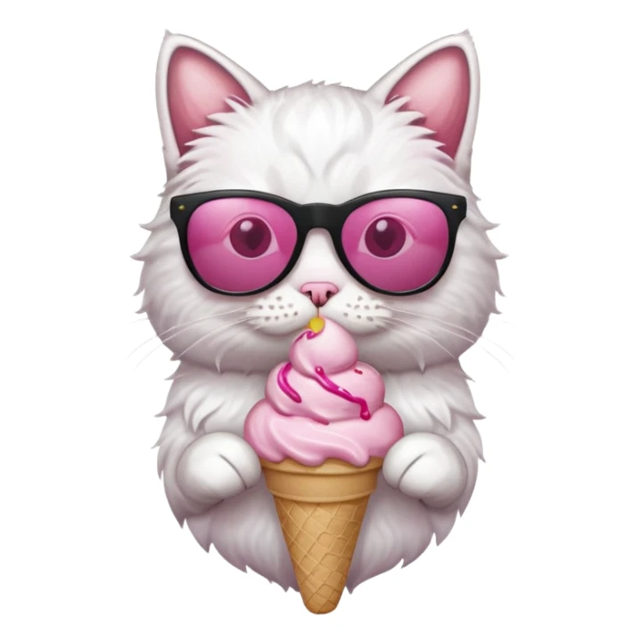 cat with pink ice cream in sunglasses sticker