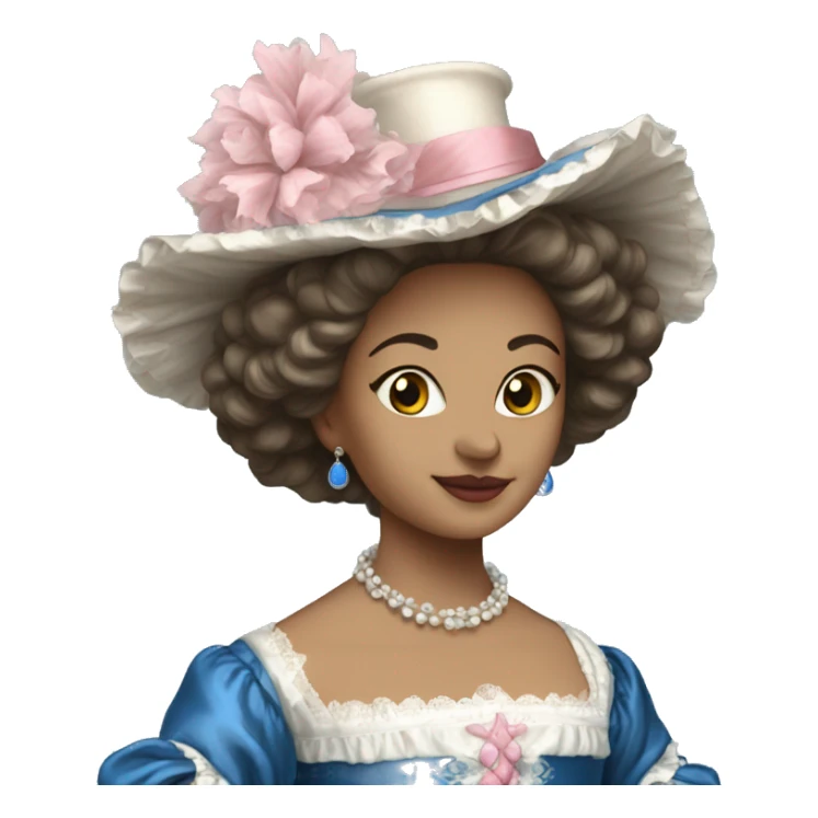 17th century gown with pink white and blue  sticker