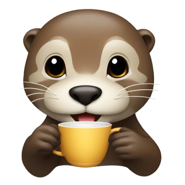 otter holding a cup of kopi sticker