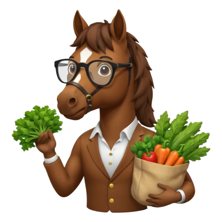 horse with glasses and holding vegetables bag sticker