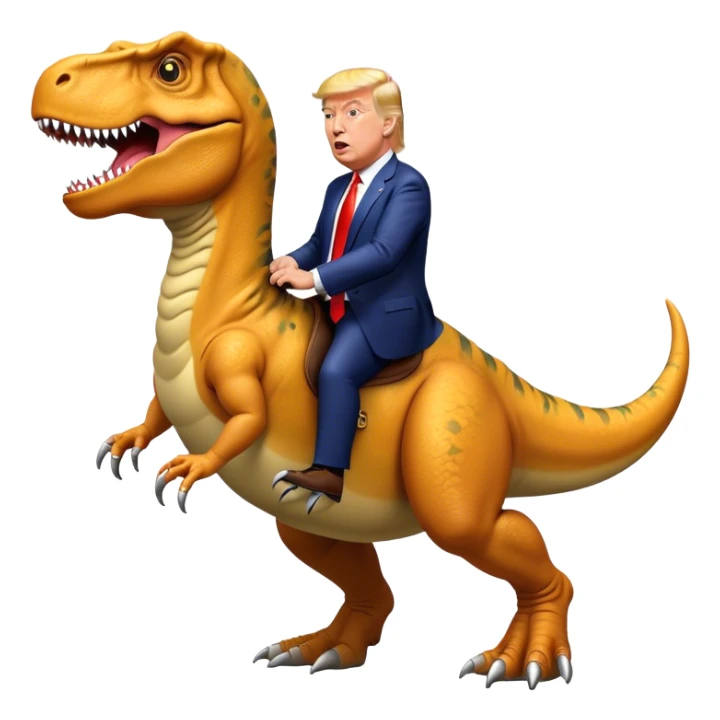 Donald Trump riding wild T-rex sticker