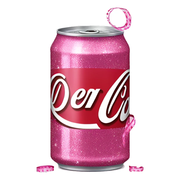 Pink can of Diet Coke with glitter and ribbon  sticker