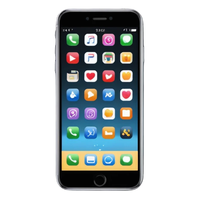 smartphone black with icons on screen in landscape sticker