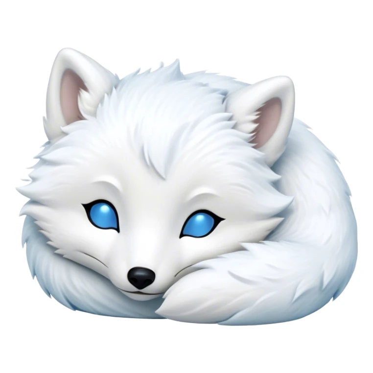 Meme-Worthy Cute Sleeping Arctic Fox Portrait Emoji, Head resting peacefully with a contented smile, showcasing a compact, agile build and a luxuriously soft white Fur with delicate icy blue accents, eyes shut in a serene, restful nap, Simplified yet hilariously adorable features, highly detailed, glowing with a soft, drowsy light, high shine, relaxed and utterly lovable, stylized with an air of playful laziness, bright and heartwarming, soft glowing outline, capturing the essence of a comically sleepy arctic fox, so meme-worthy it feels like it could instantly become the next viral sensation of adorable slumber! sticker