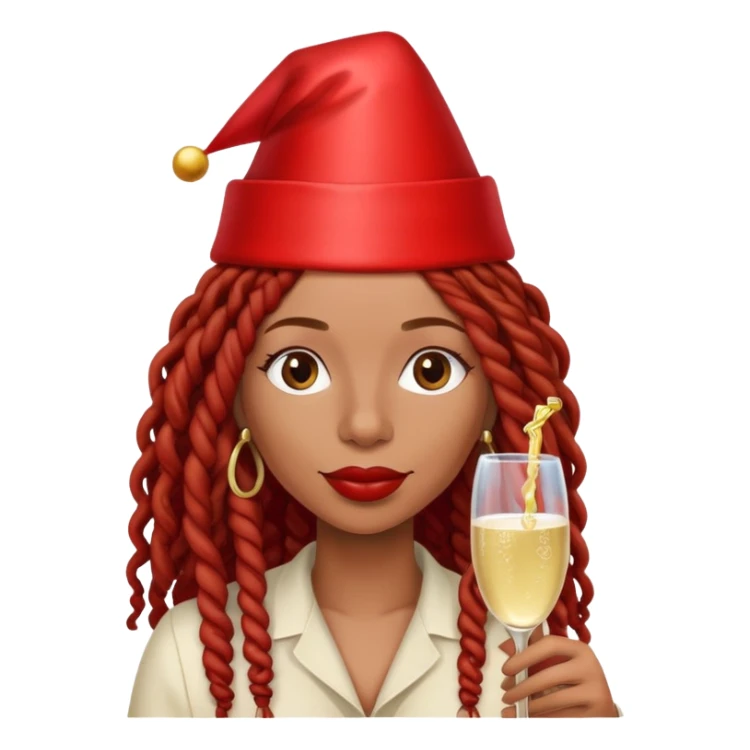 Afrolatina with long red deadlocs with curls at the ends celebrating sticker