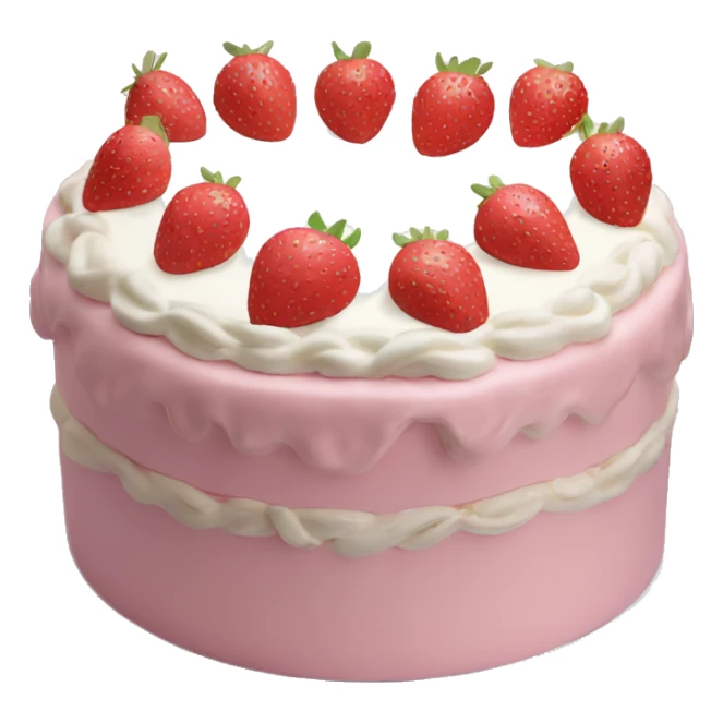 Light Pink strawberries and cream birthday cake  sticker