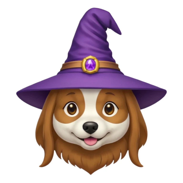 dog wear purple wicth hat sticker