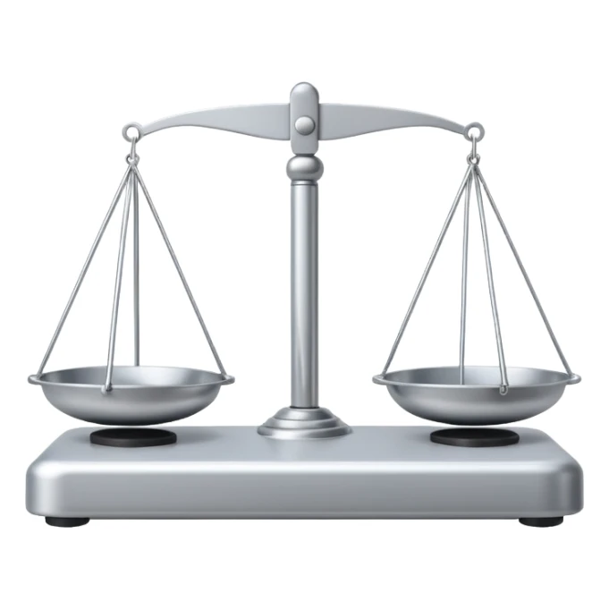 A minimal schematic drawing of a balance scale.  sticker