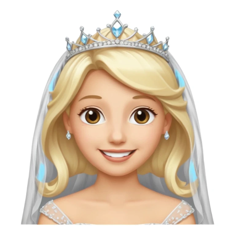 blonde bride silver diamond tiara and veil sticker