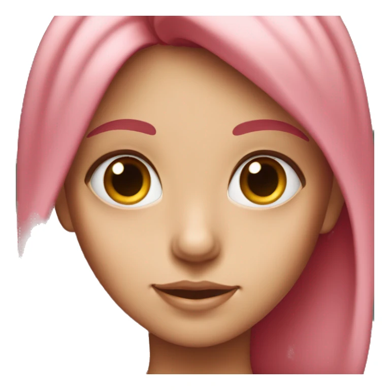 pink-haired girl with red small cute hons and pink eart eyes sticker