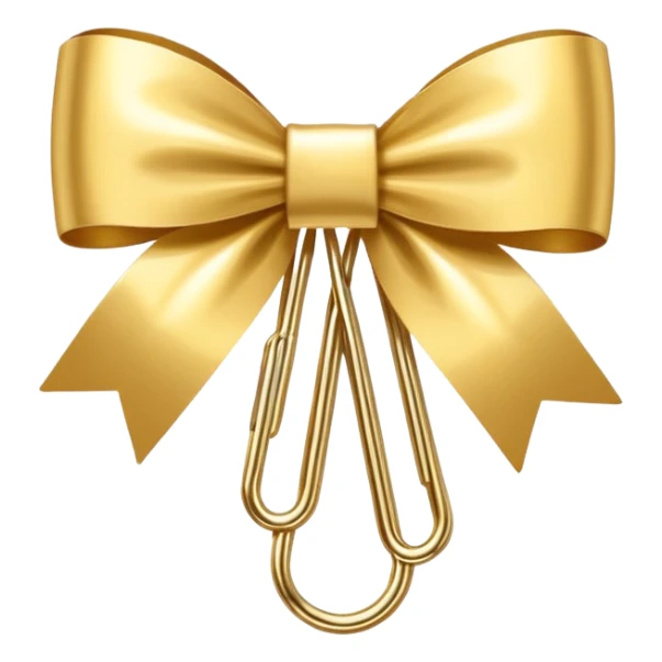 one gold paper clip with a white bow in the middle sticker