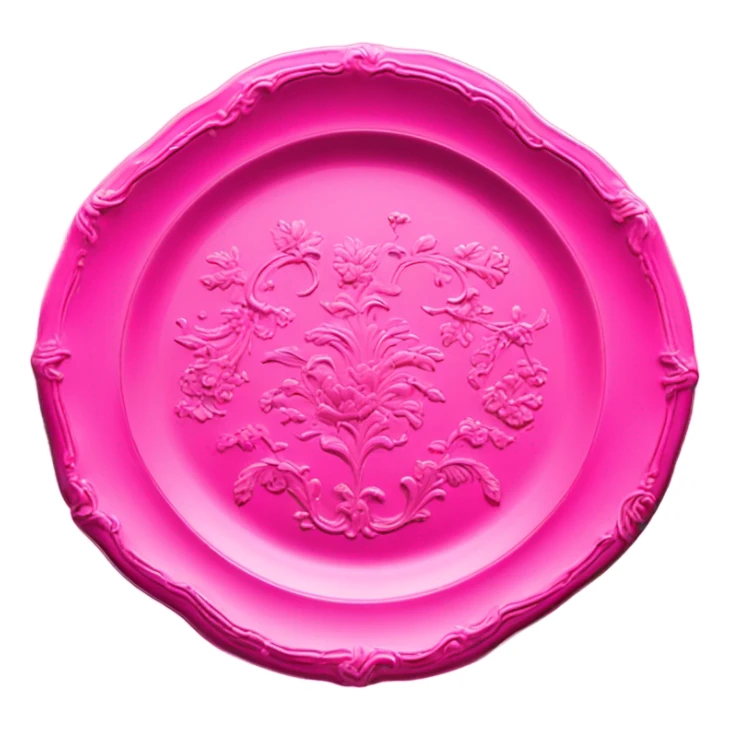 vintage rococo highly detailed hot pink plate sticker