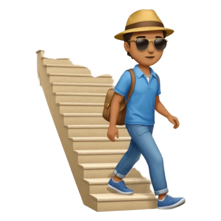 apple style emoji of a man walking up steps sticker