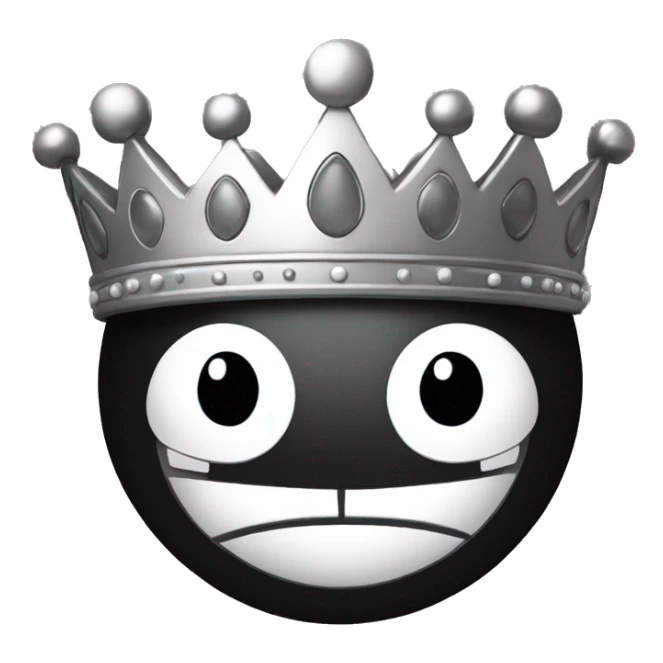black and white smiley face with a crown on it's head sticker