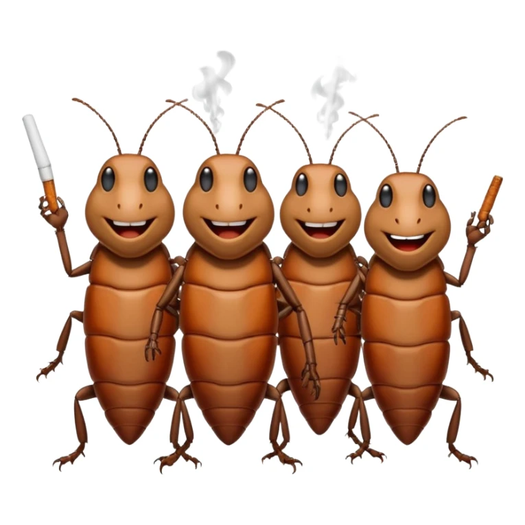 Friendly family of smoking roaches sticker