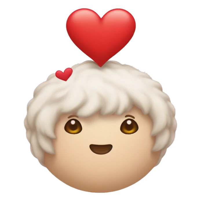 Ovillo de lana con forma de corazon, con corazoncitos alrededor  sticker