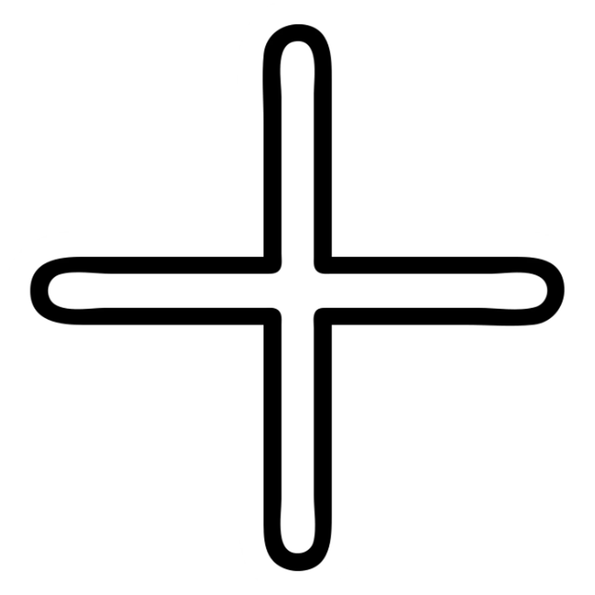 minimalist plus icon, thin black outline, no fill sticker