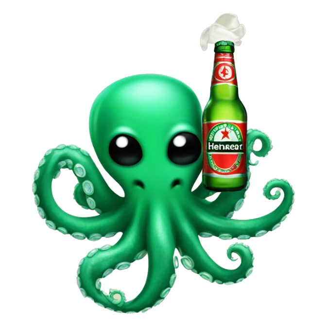 Octopus holding a Heineken beer with his tentacle  sticker