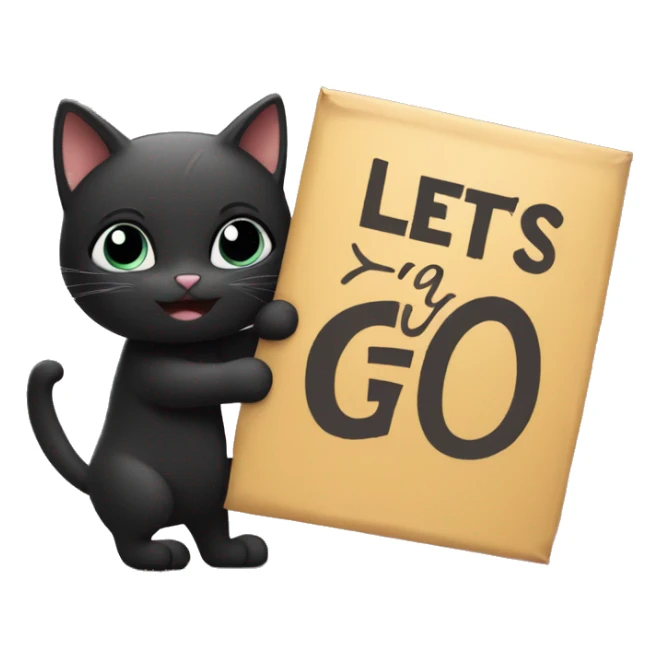 Black cat holding a sign that says “LETS GO!!”  sticker
