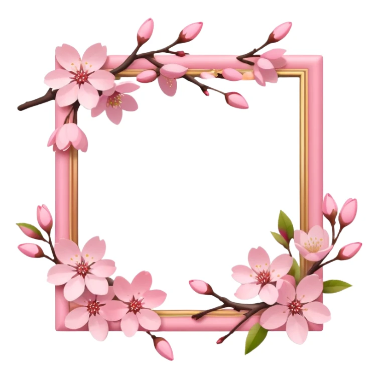 Delicate cherry blossoms around the outline of photo frame sticker