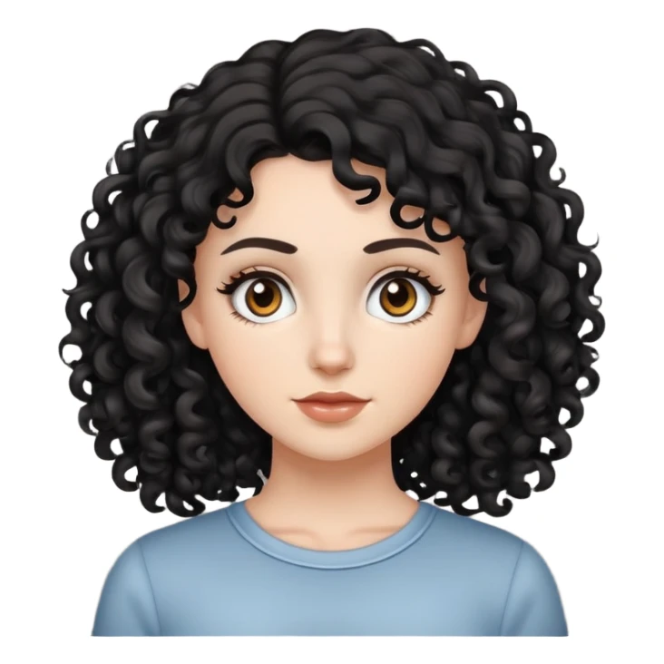 white girl with black curly hair sticker