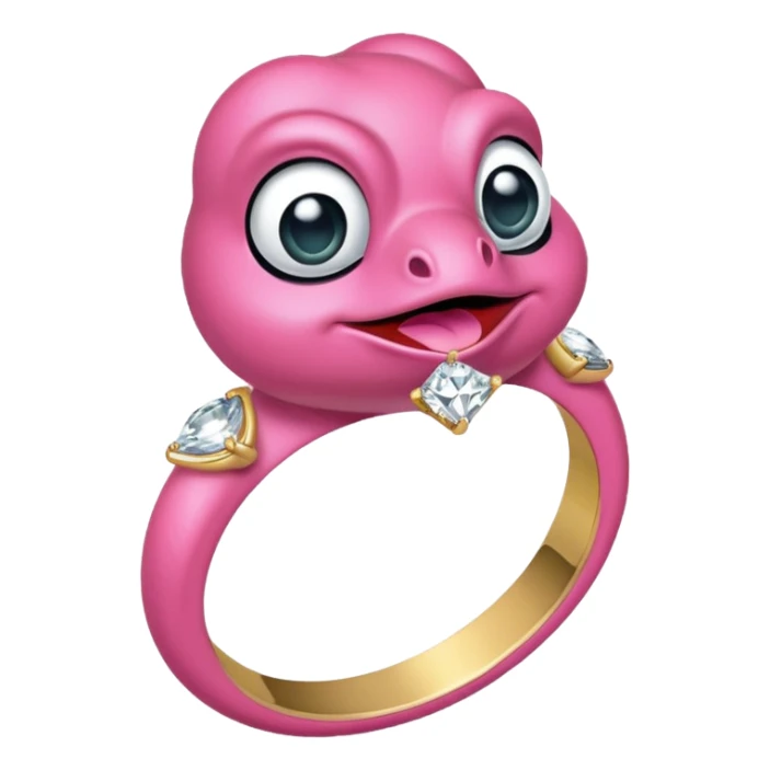 pink pepe wearing engagement ring with big diamond emoji sticker