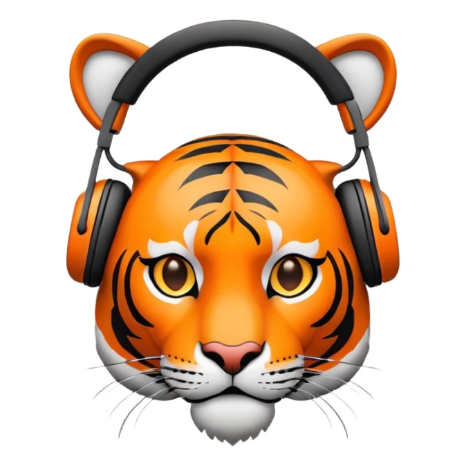minimalist tiger wearing headphones sticker