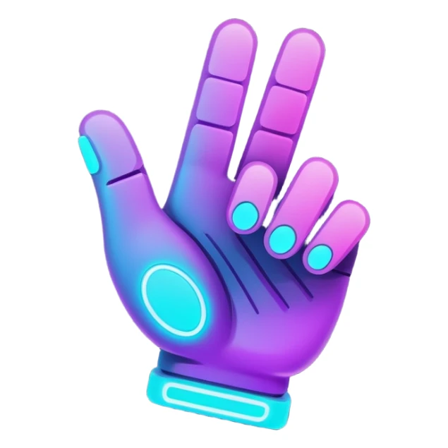 futuristic glowing thumbs down, neon purple and cyan glow, dark background, digital tech style
 sticker
