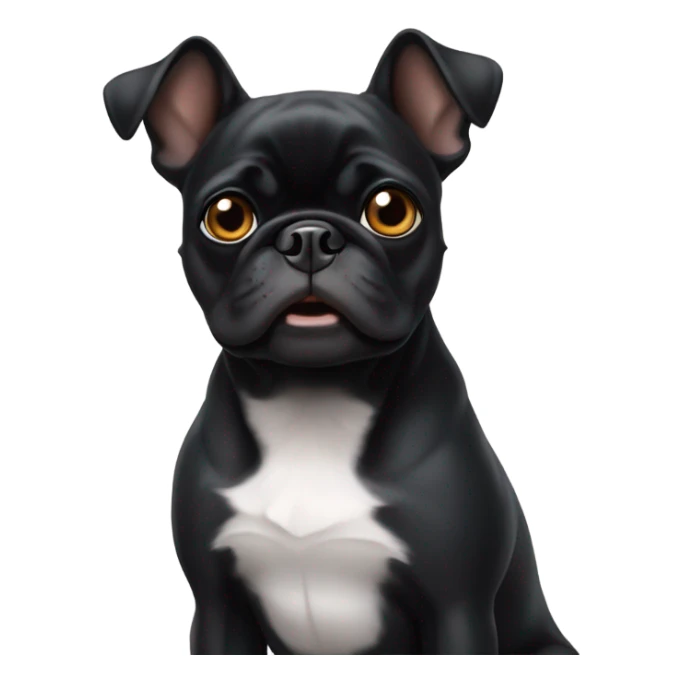 Black pug mix Boston terrier ears up sticker