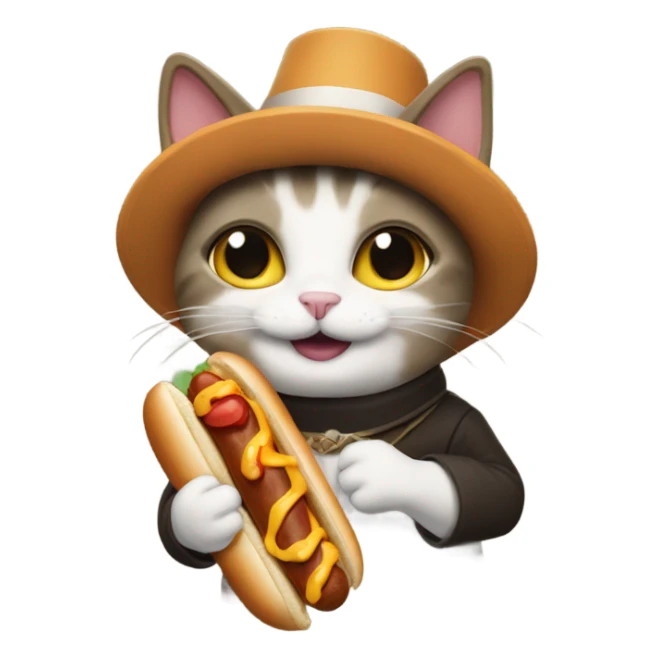 Cat eating hotdog with pilgrim outfit sticker
