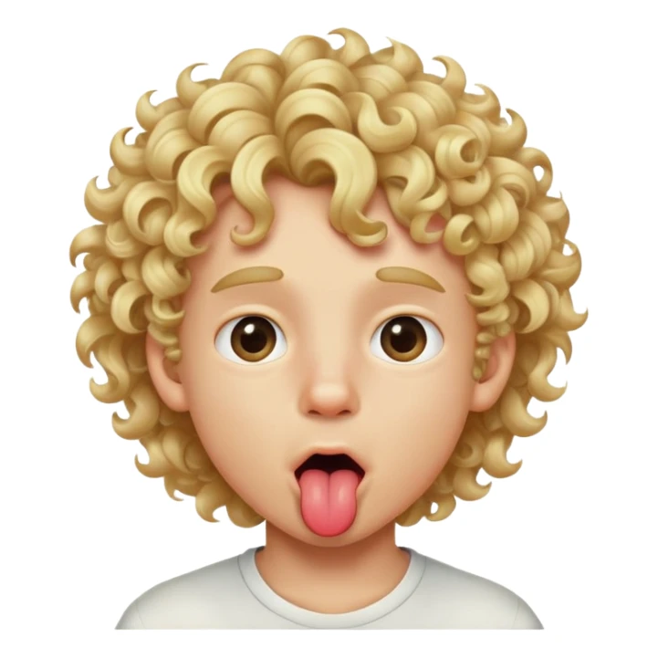 Blonde curly hair boy sticking his tounge out  sticker