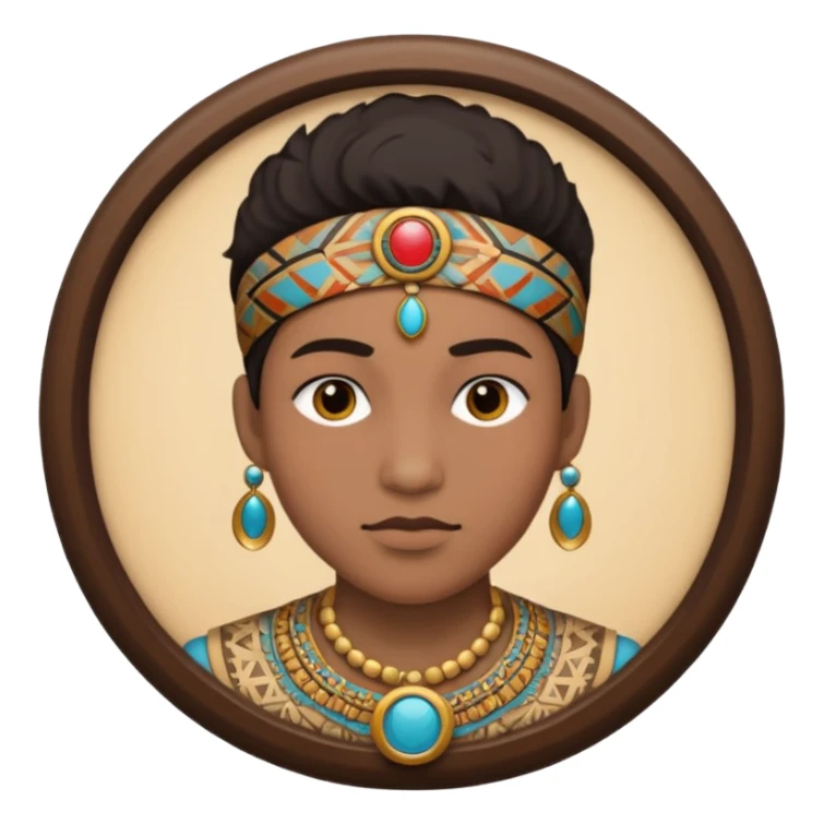 une personne de face avec des detail des accessoirs dans un rond  sticker