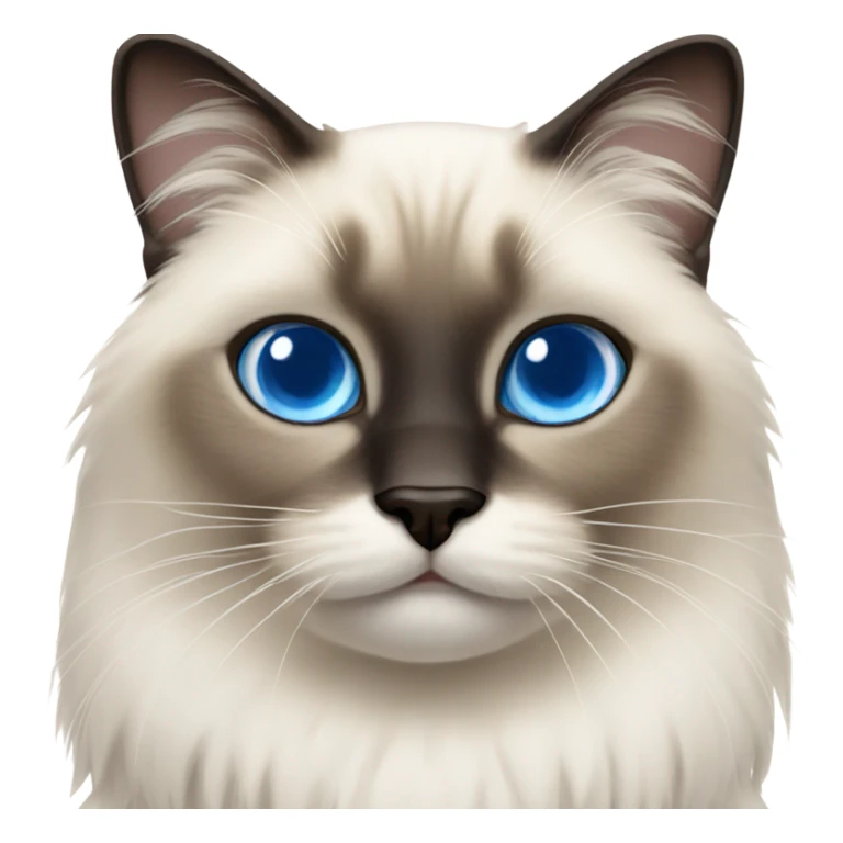 really fluffy Siamese cat blue eyes white paws sticker