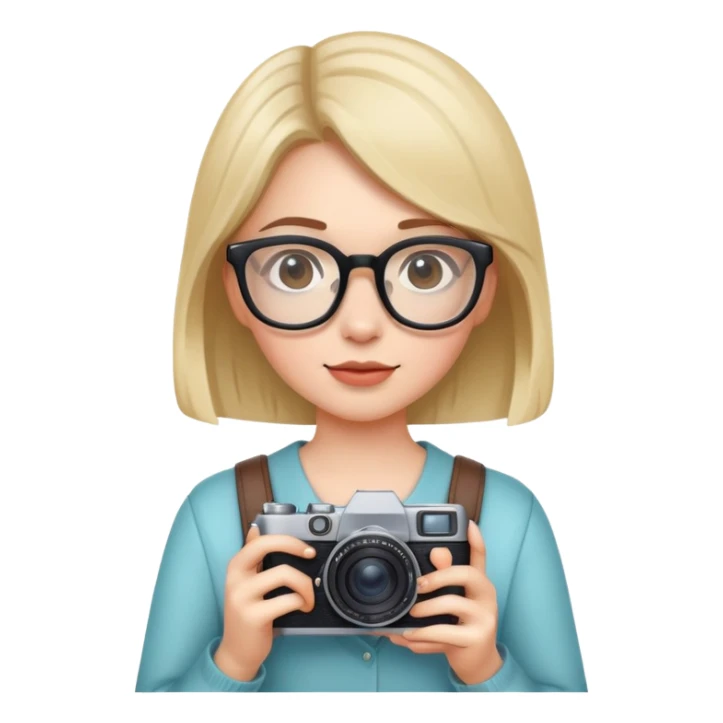 Una chica con lentes y su cámara  sticker