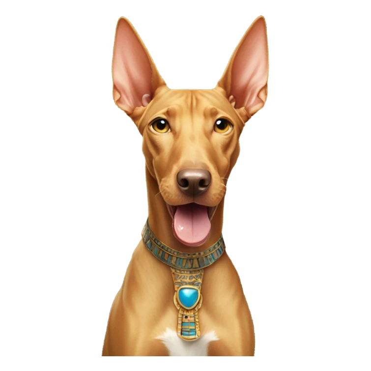 An Egyptian pharaoh hound its tongue sticking out sticker
