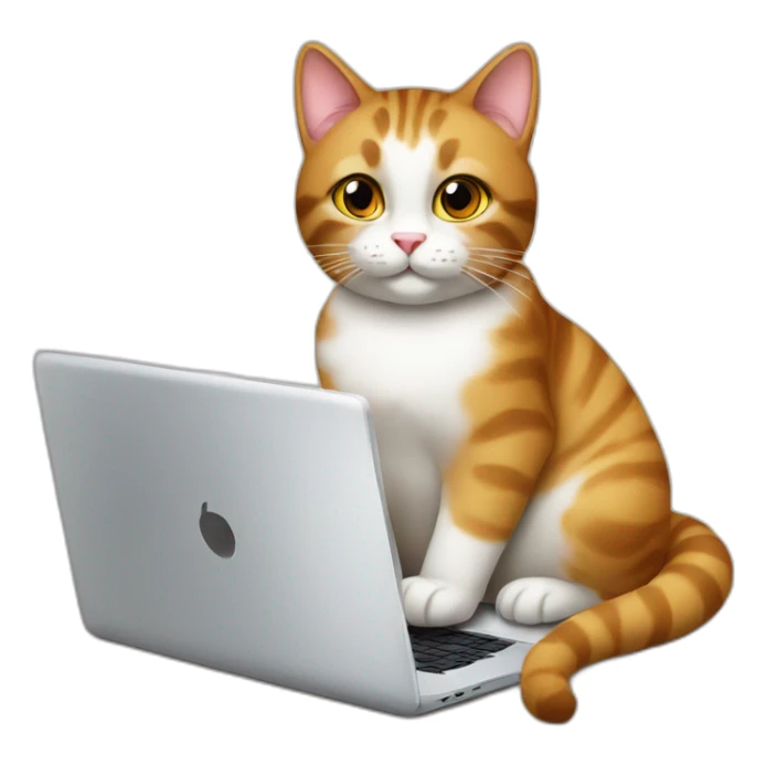 A cat with laptop and cappuccino  sticker