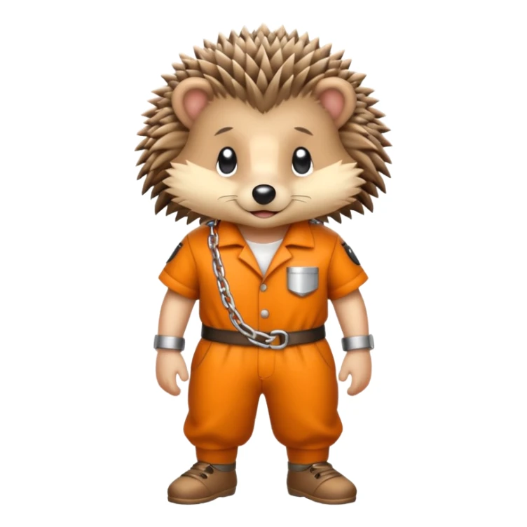 Hedgehog with prison outfit and ankle chain sticker