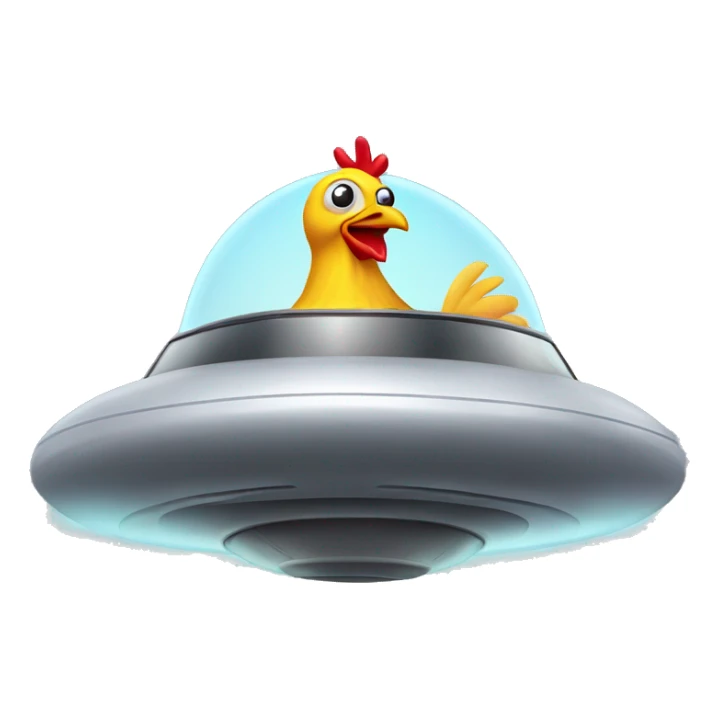 chicken driving in flying saucer sticker