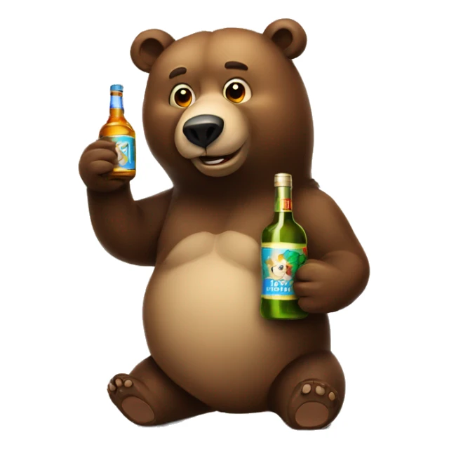 Russian bear with a bottle of alcohol in his hand sticker
