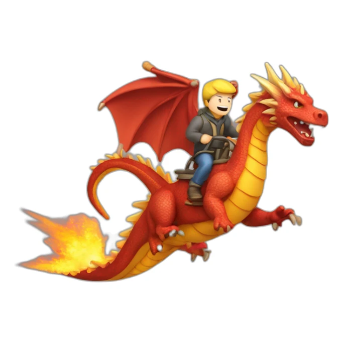 Homme sur un dragon en train de voler cracher du feu sticker